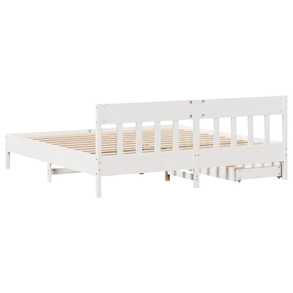 Estructura de cama sin colchón madera maciza blanca 200x200
