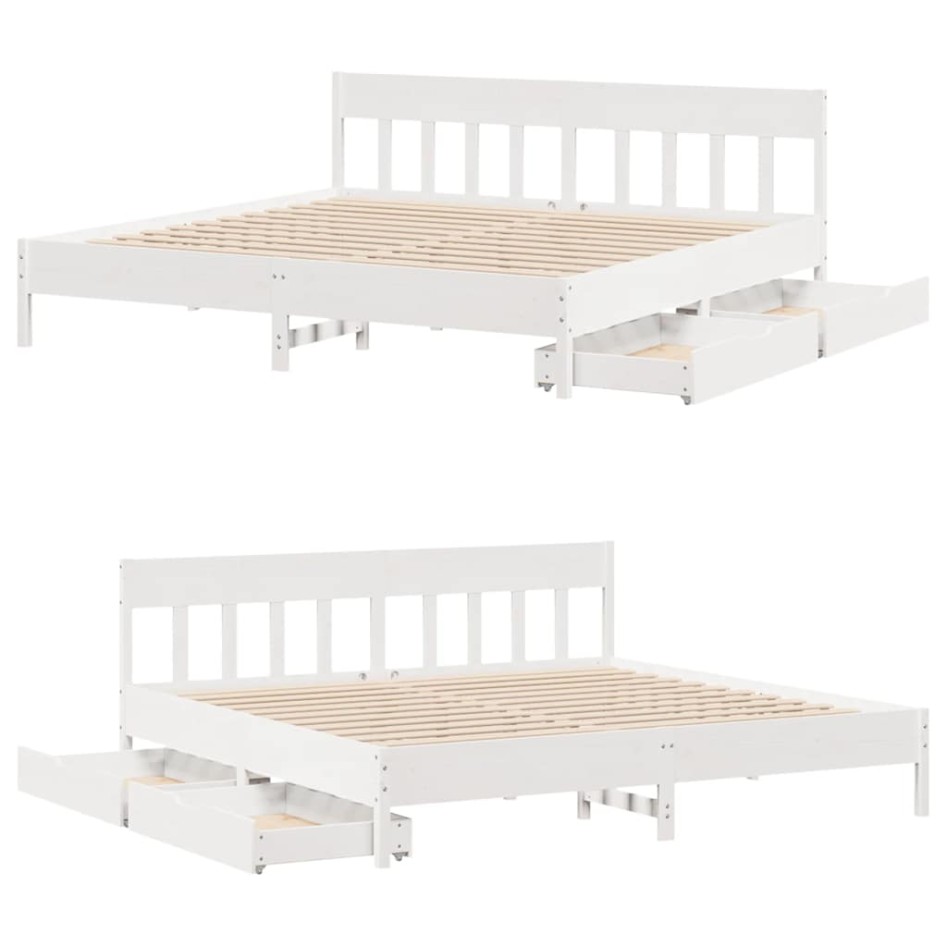 Estructura de cama sin colchón madera maciza blanca 200x200