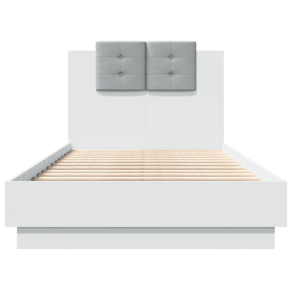 Cama con cabecero madera de ingeniería blanca 90x190