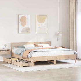 Estructura de cama sin colchón madera maciza de pino 180x200