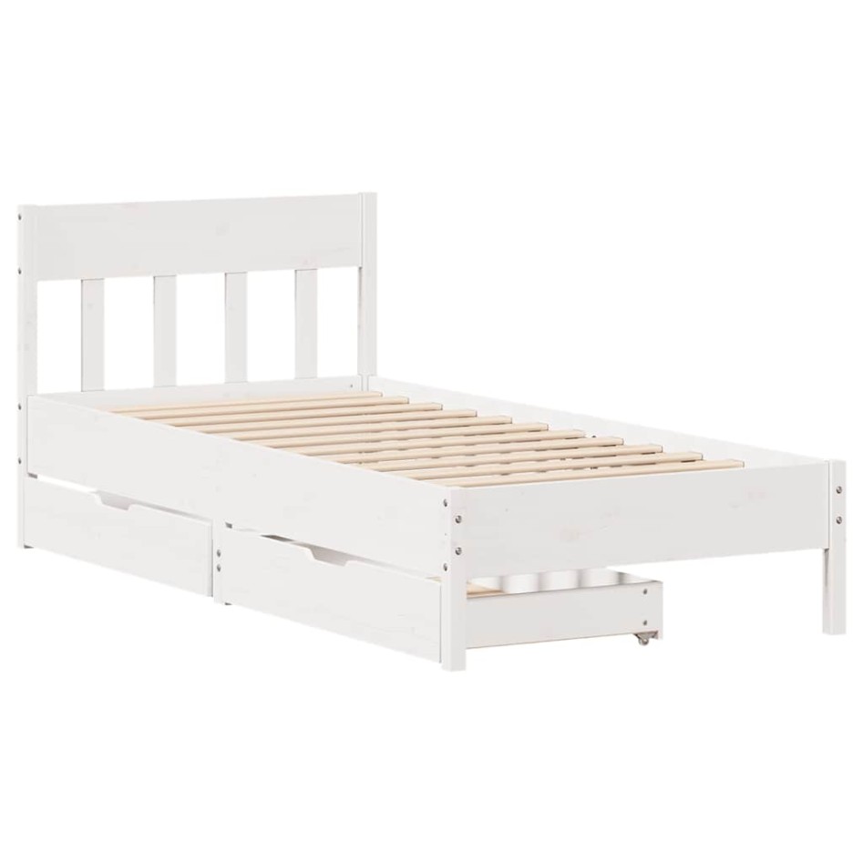 Estructura de cama sin colchón madera de pino blanca 90x200