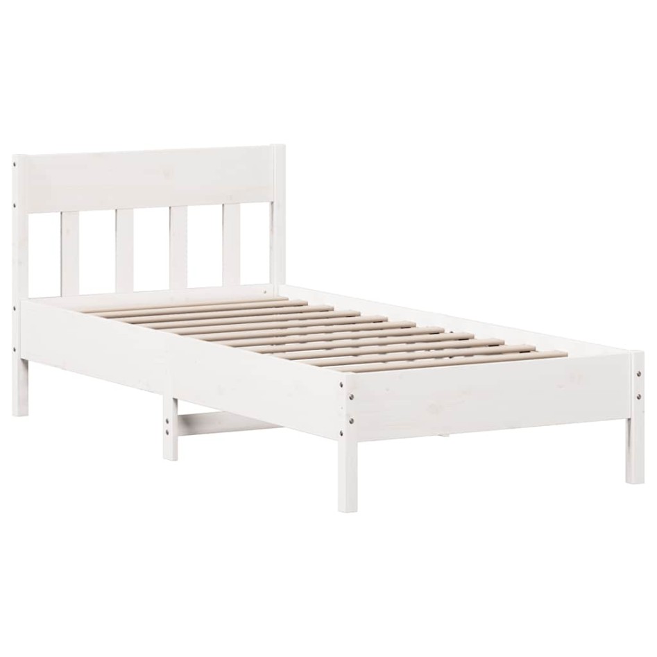 Estructura de cama sin colchón madera de pino blanca 90x200