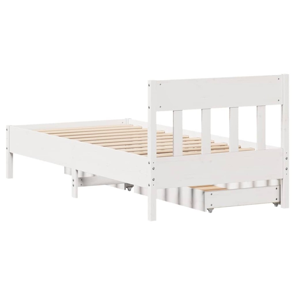 Estructura de cama sin colchón madera de pino blanca 90x200