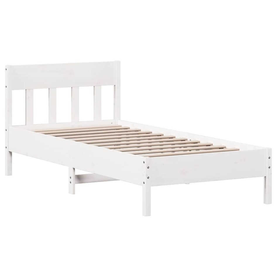 Estructura de cama sin colchón madera maciza blanca 90x190