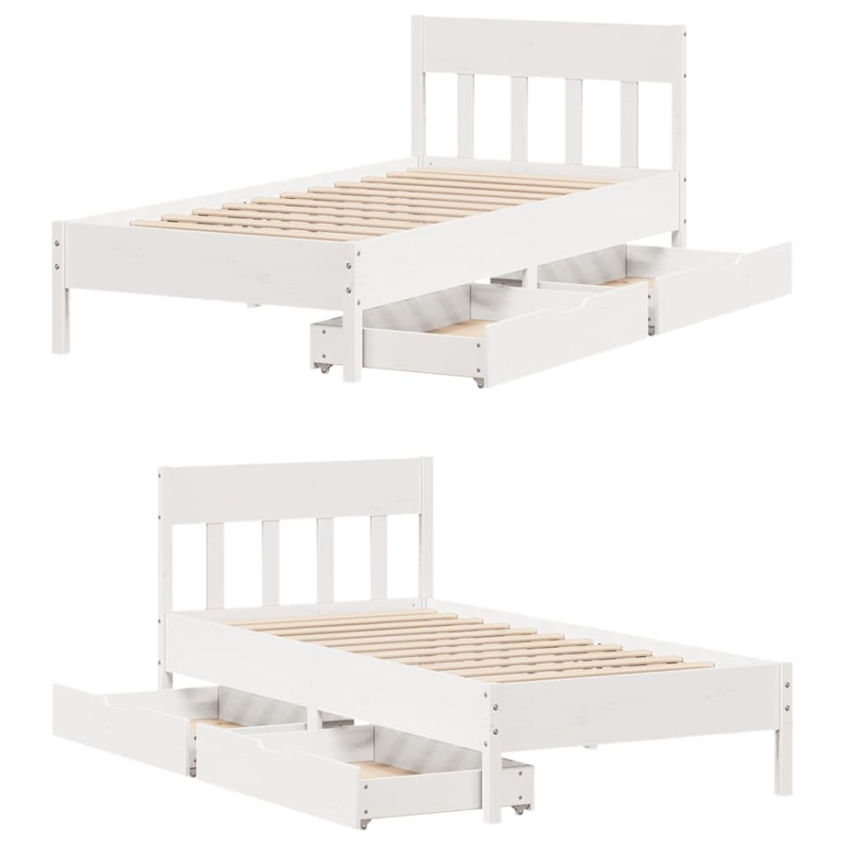 Estructura de cama sin colchón madera maciza blanca 90x190
