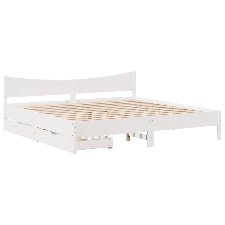 Estructura de cama cajones madera maciza pino blanco 180x200