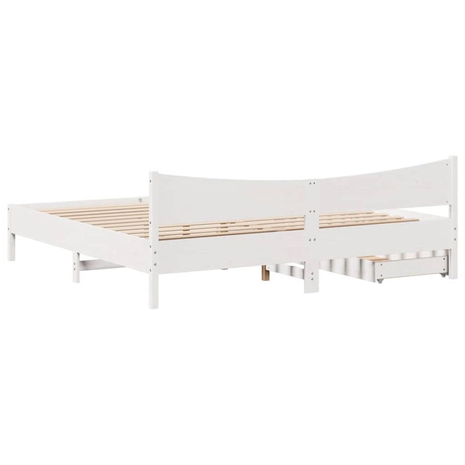 Estructura de cama cajones madera maciza pino blanco 180x200