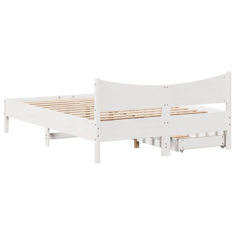 Estructura de cama con cajones madera de pino blanca 140x200