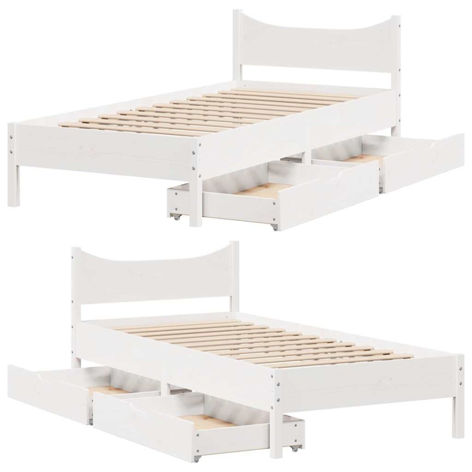 Estructura cama con cajones madera maciza pino blanco