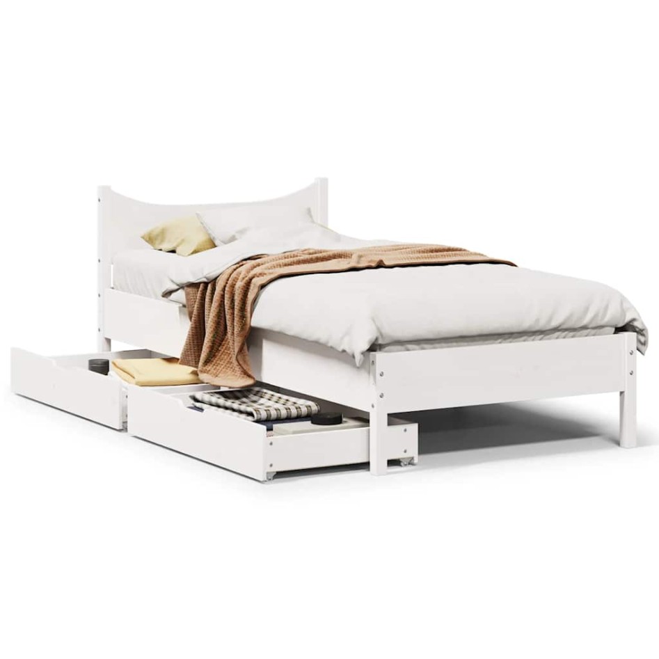 Estructura cama con cajones madera maciza pino blanca 90x190