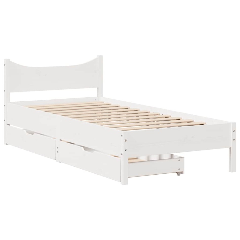 Estructura cama con cajones madera maciza pino blanca 90x190