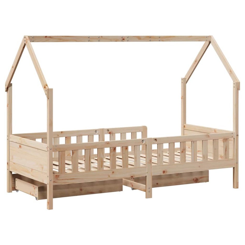 Estructura de cama para niños con cajones madera pino 80x200