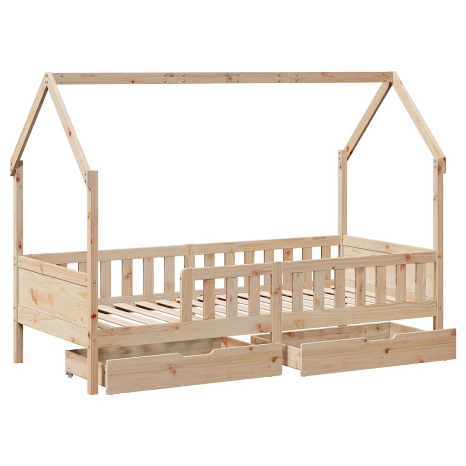 Estructura de cama para niños con cajones madera pino 80x200