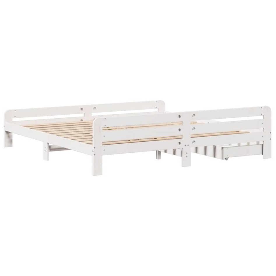 Estructura de cama sin colchón madera maciza blanca 200x200