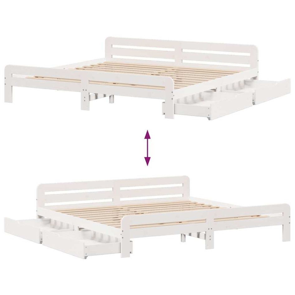 Estructura de cama sin colchón madera maciza blanca 200x200