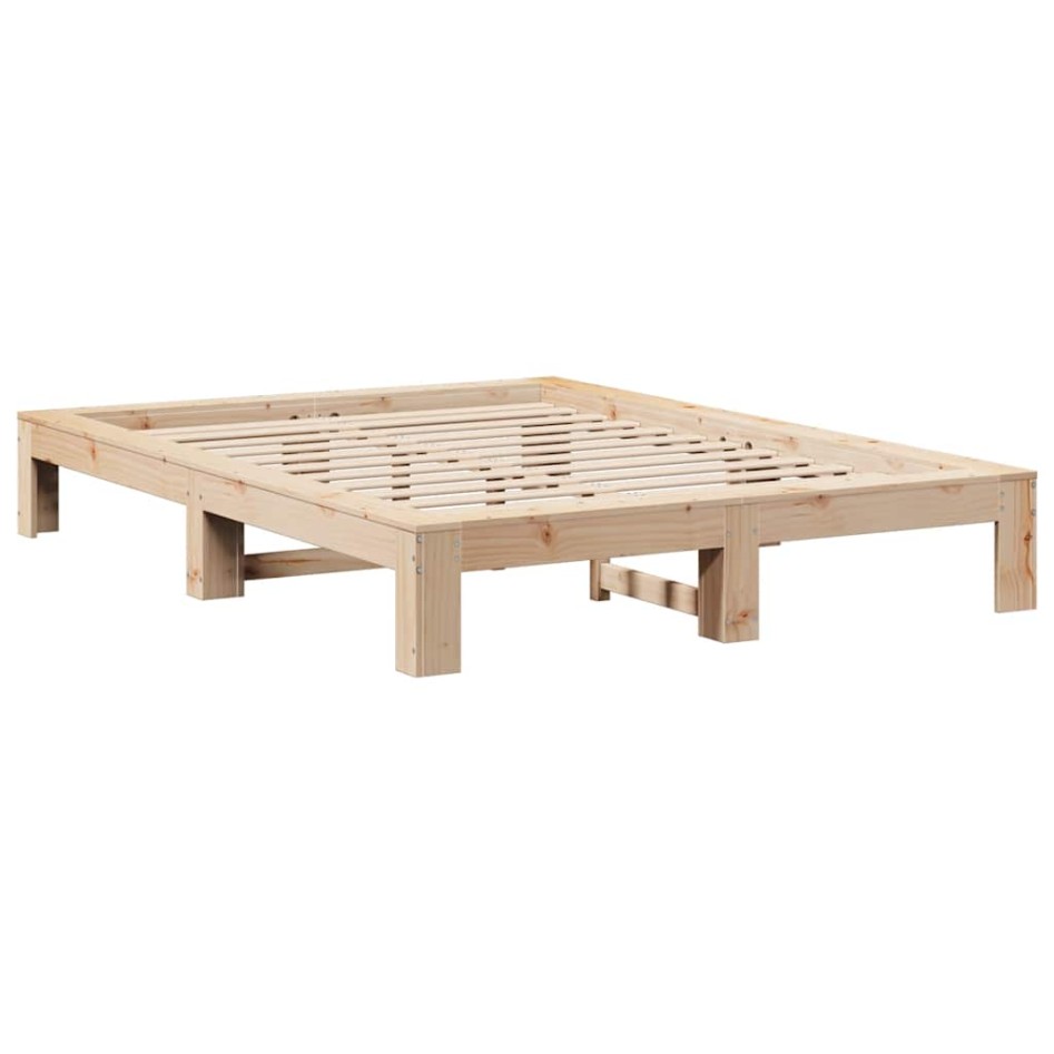 Estructura de cama sin colchón madera maciza de pino 160x200