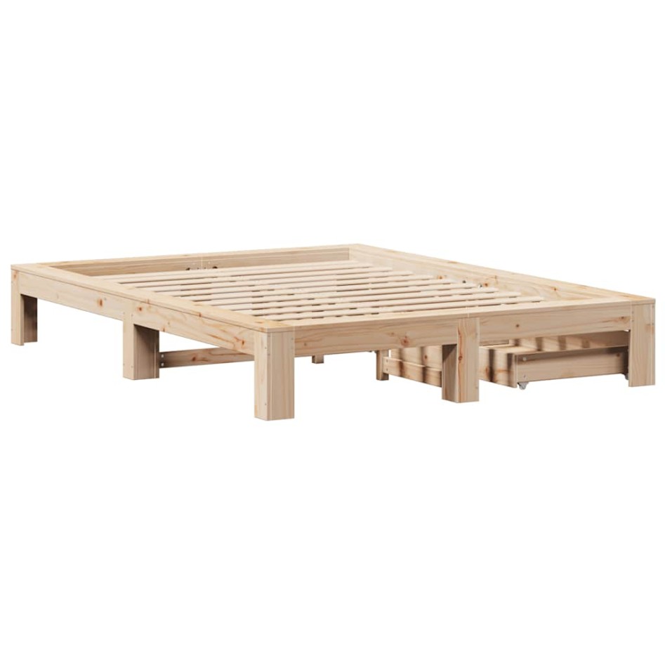 Estructura de cama sin colchón madera maciza de pino 160x200