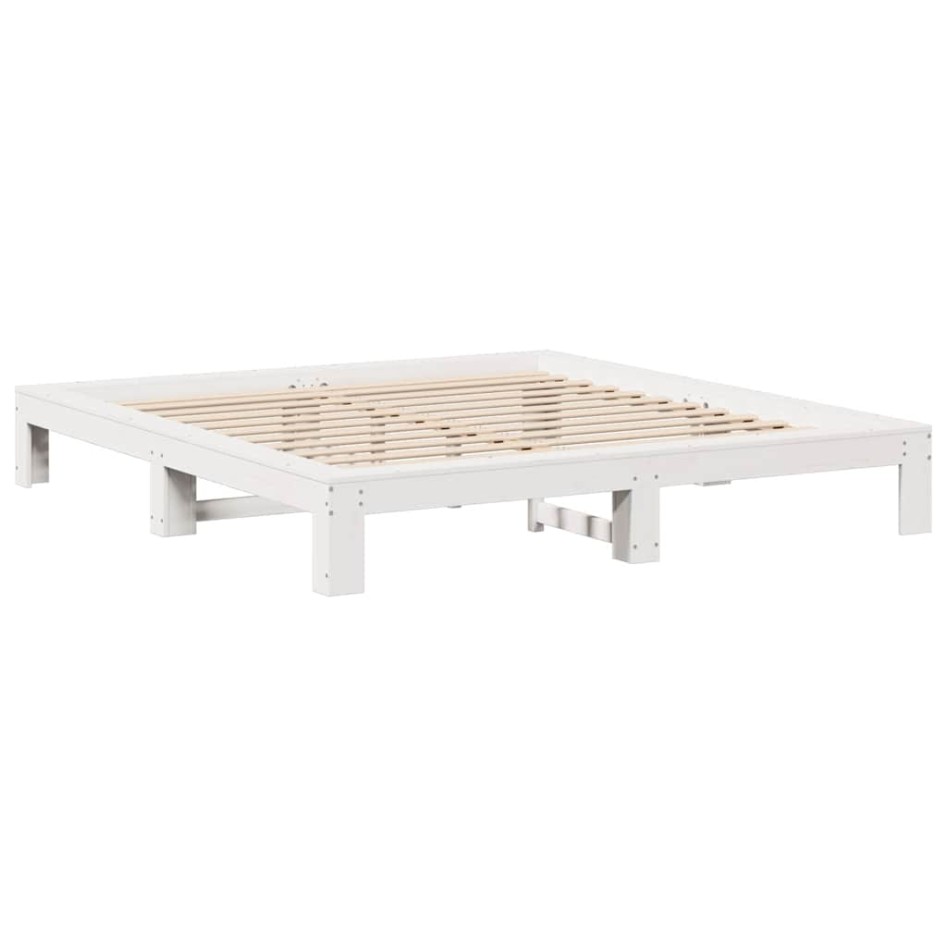 Estructura de cama sin colchón madera de pino blanca 140x190