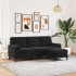 Sofá de 3 plazas con taburete de terciopelo negro 180