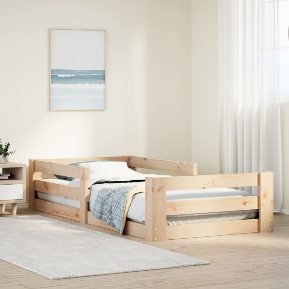 Estructura de cama sin colchón madera maciza de pino 90x200