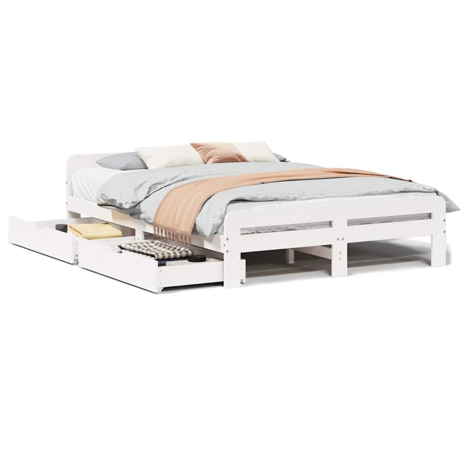 Estructura de cama sin colchón madera maciza de pino 160x200