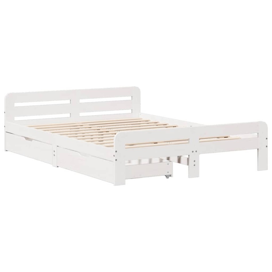 Estructura de cama sin colchón madera maciza de pino 160x200