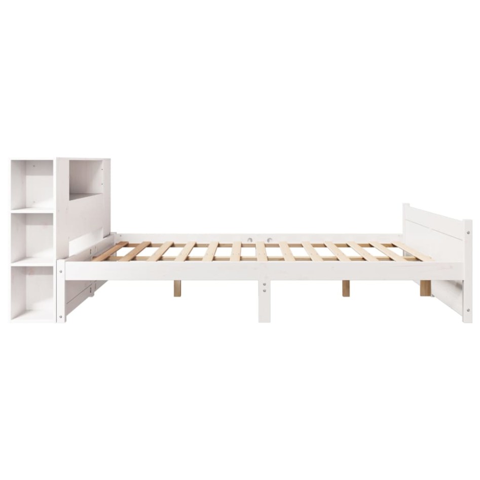 Cama con estantería sin colchón madera maciza blanca 160x200
