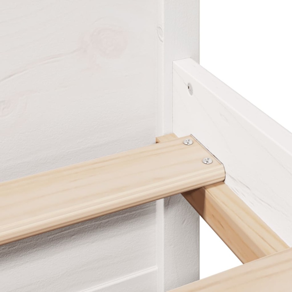 Cama con estantería sin colchón madera maciza blanca 160x200