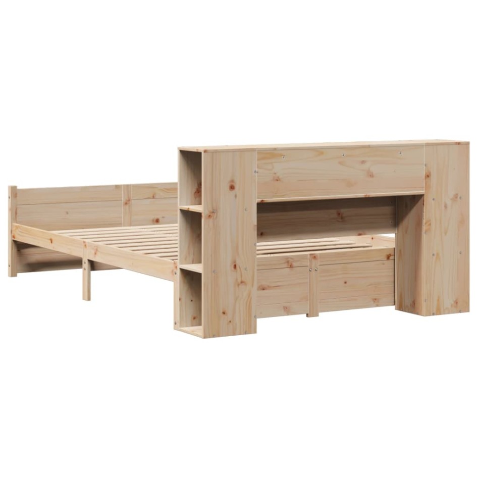 Cama con estantería sin colchón madera maciza de pino