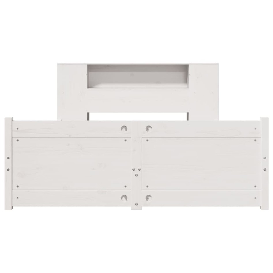 Cama con estantería sin colchón madera maciza blanca 150x200