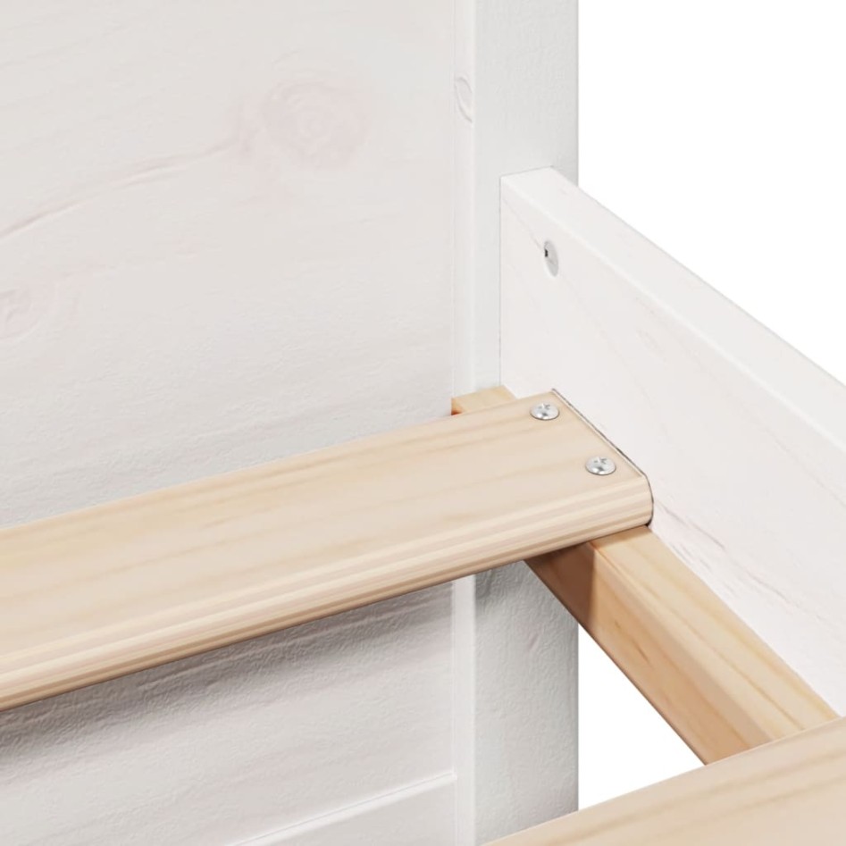 Cama con estantería sin colchón madera maciza blanca 150x200