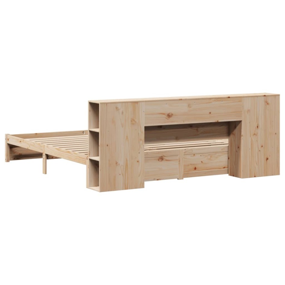 Cama con estantería sin colchón madera maciza de pino