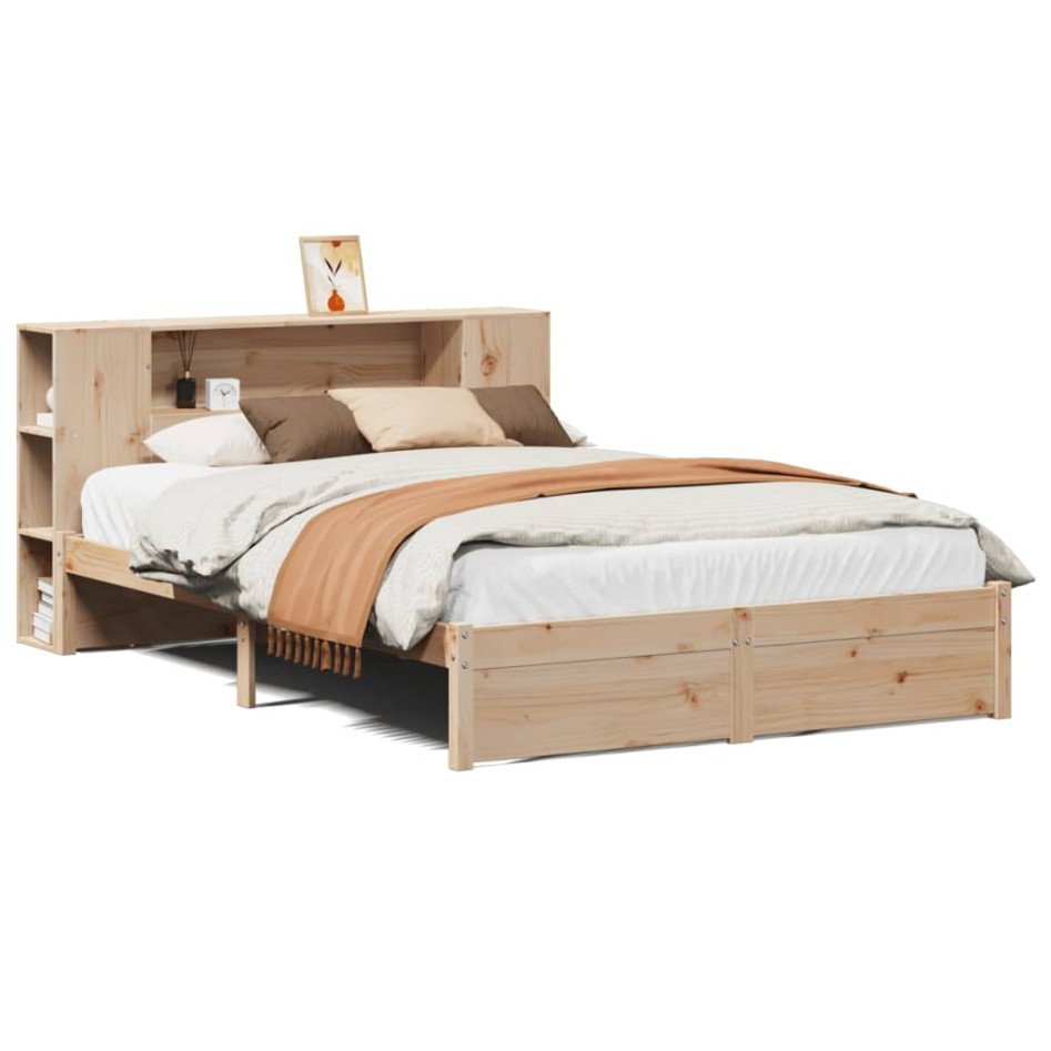 Cama con estantería sin colchón madera maciza de pino