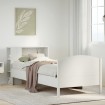 Cama con estantería sin colchón madera maciza blanca 75x190 cm