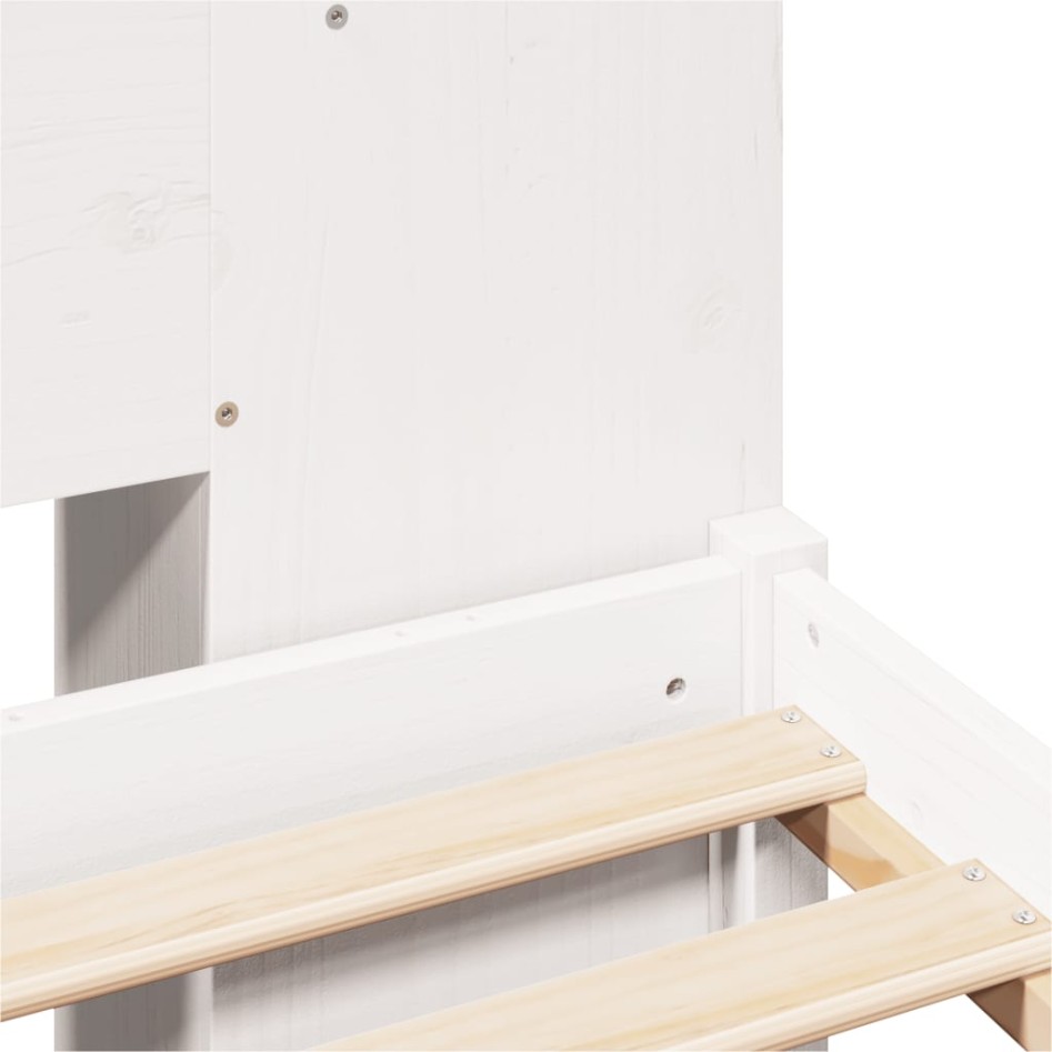 Cama con estantería sin colchón madera maciza blanca 160x200