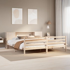 Cama con estantería sin colchón madera maciza de pino