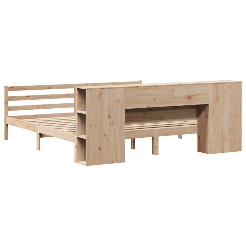 Cama con estantería sin colchón madera maciza de pino