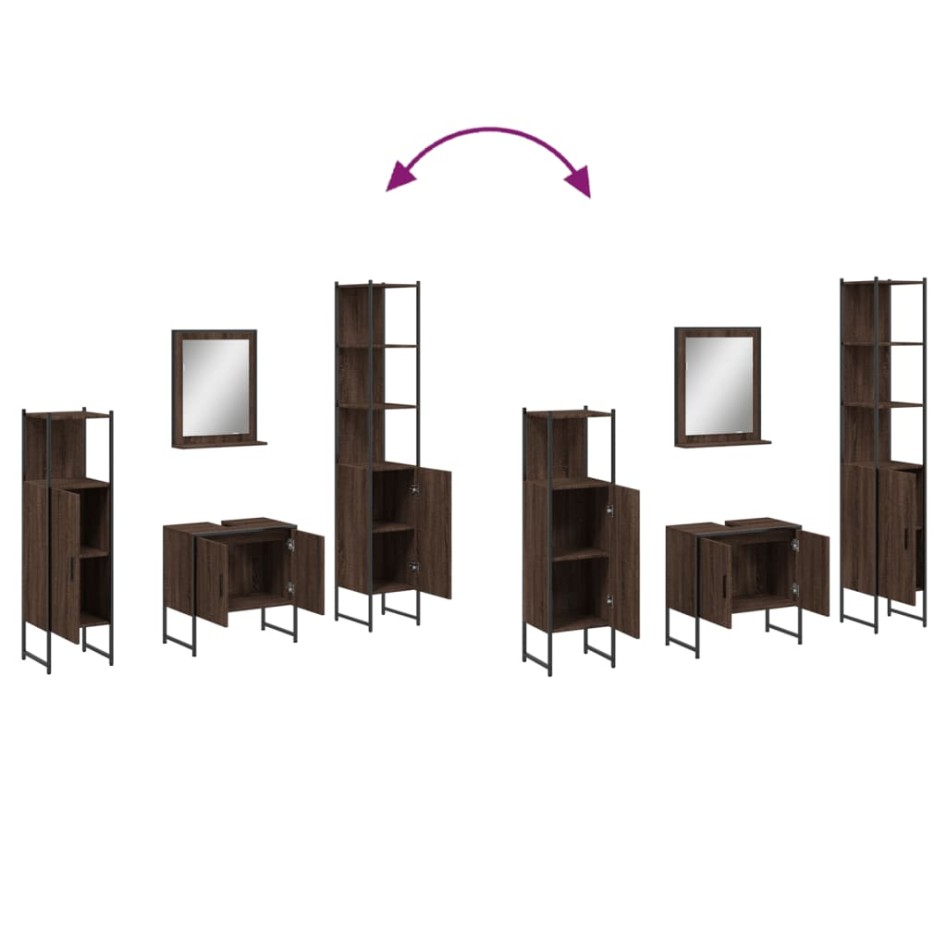 Set de muebles de baño 4 pzas madera contrachapada marrón