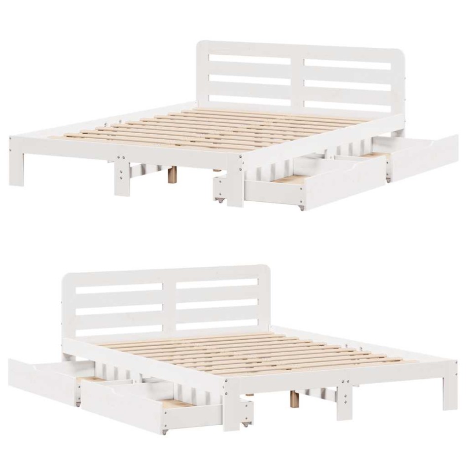 Estructura de cama sin colchón madera de pino blanca 140x200