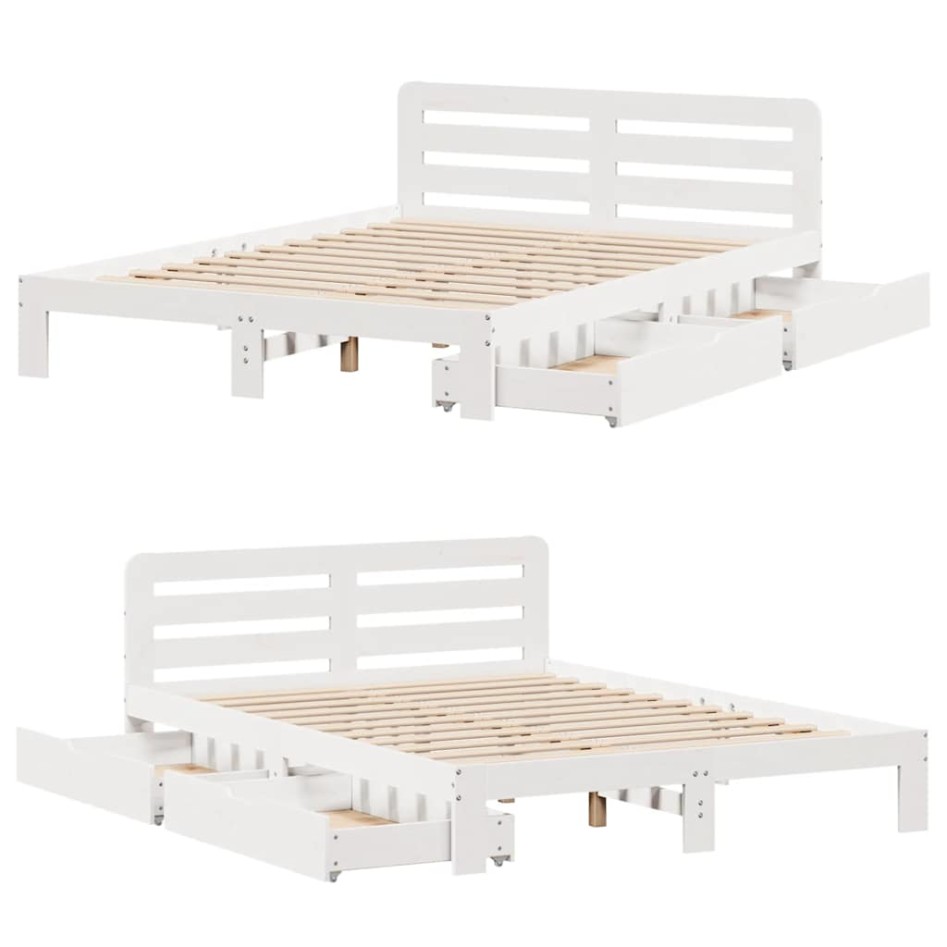Estructura de cama sin colchón madera maciza de pino 160x200