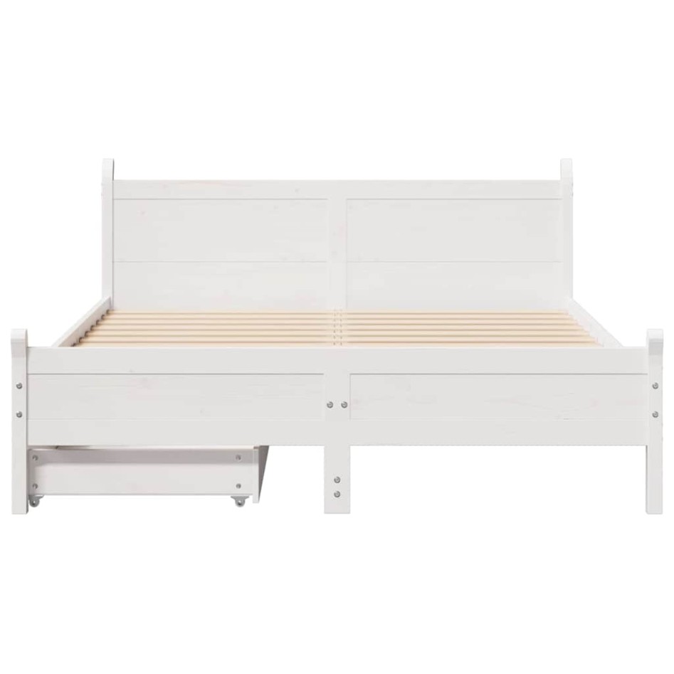 Estructura de cama sin colchón madera de pino blanca 150x200