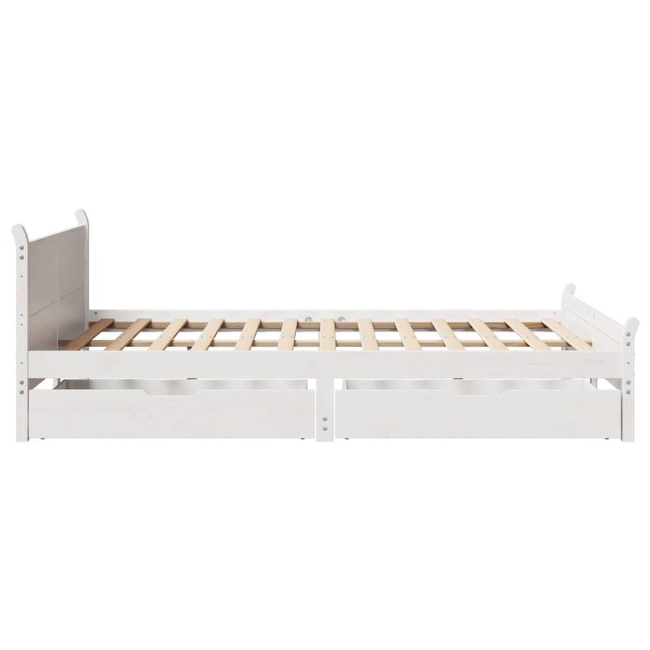 Estructura de cama sin colchón madera de pino blanca 150x200