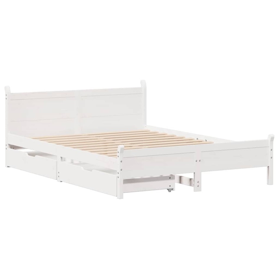 Estructura de cama sin colchón madera maciza blanca 120x190