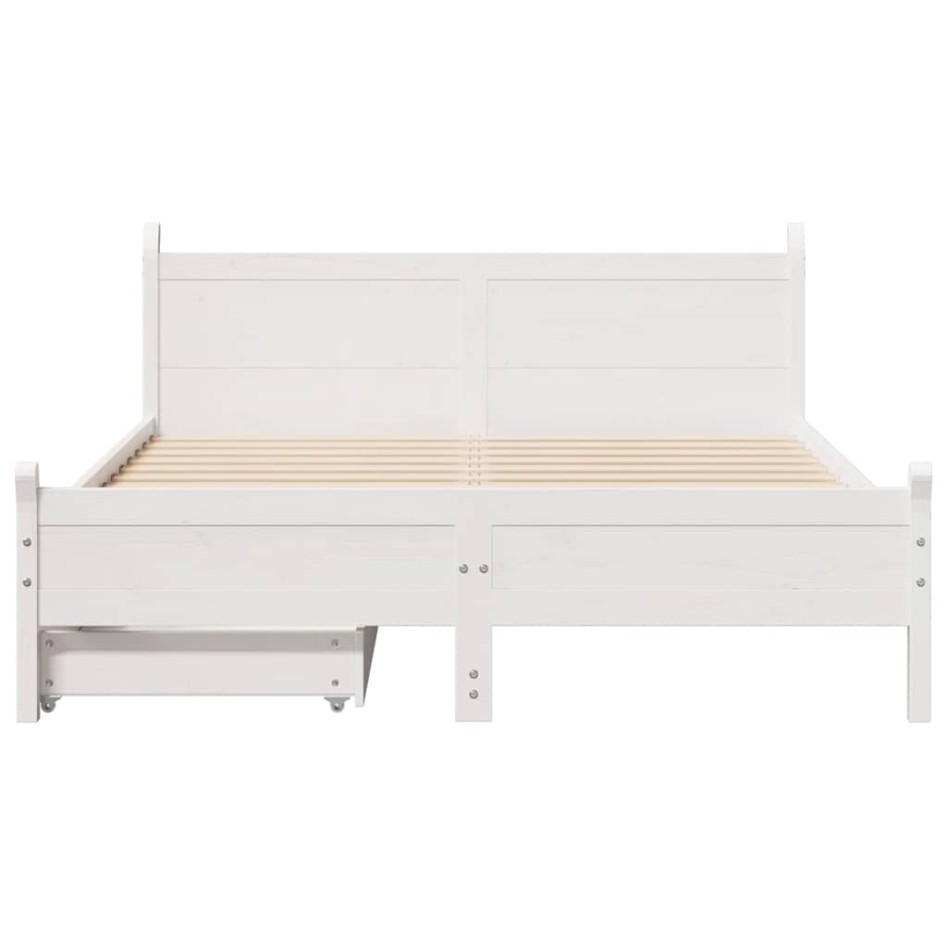Estructura de cama sin colchón madera maciza blanca 120x190