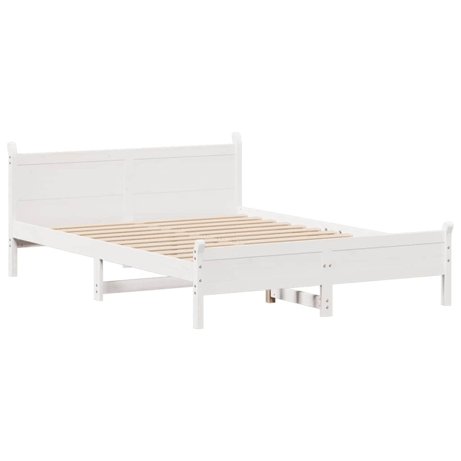 Estructura de cama sin colchón madera maciza blanca 120x190