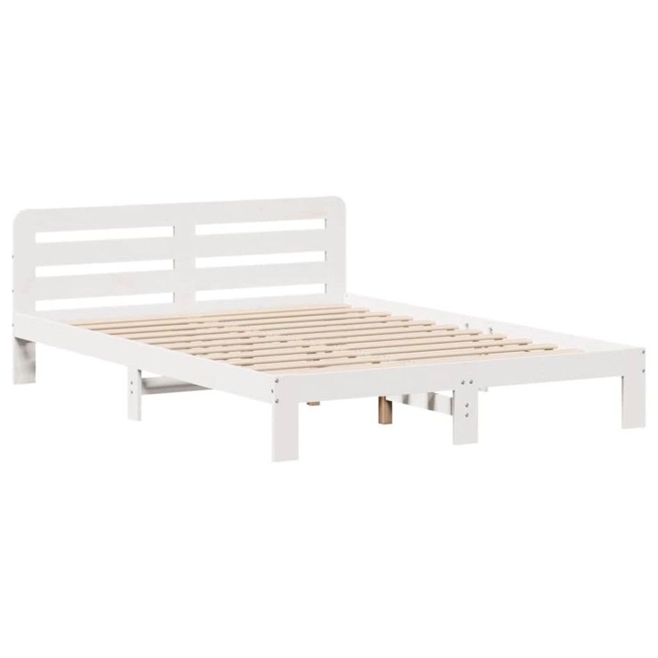 Estructura de cama sin colchón madera maciza blanca 120x190