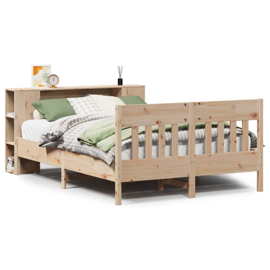 Cama con estantería sin colchón madera maciza de pino