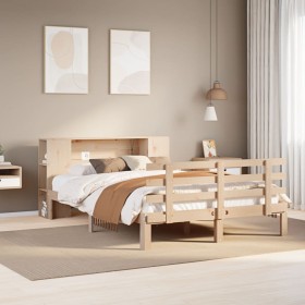 Cama con estantería sin colchón madera maciza de pino