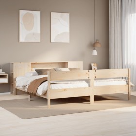Cama con estantería sin colchón madera maciza de pino