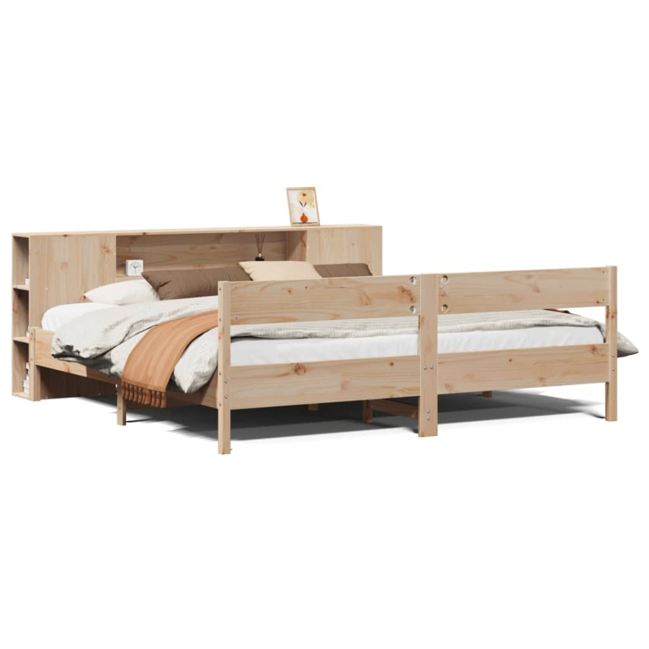 Cama con estantería sin colchón madera maciza de pino